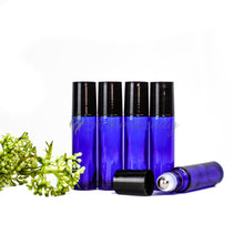 10 Ml Farbige Roll-On Flaschen Mit Premium-Rollern (Paket Von 5) Blau Flasche