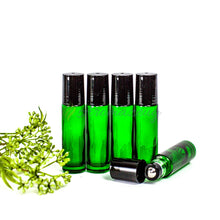 10 Ml Farbige Roll-On Flaschen Mit Premium-Rollern (Paket Von 5) Grün Flasche