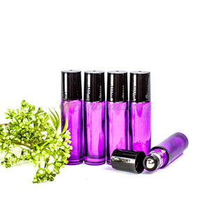 10 Ml Farbige Roll-On Flaschen Mit Premium-Rollern - Paket Von 5 Lila Flasche