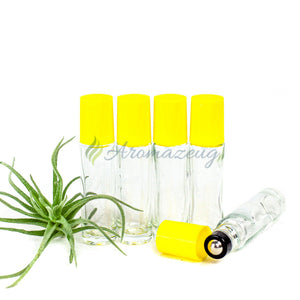 10 Ml Klare Roll-On Flaschen Mit Premium-Rollern - Paket Von 5 Gelb Flasche