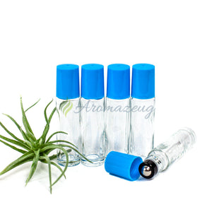 10 Ml Klare Roll-On Flaschen Mit Premium-Rollern - Paket Von 5 Hellblau Flasche