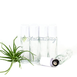 10 Ml Klare Roll-On Flaschen Mit Premium-Rollern - Paket Von 5 Weiß Flasche