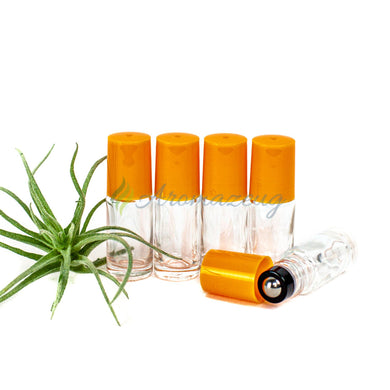 5 Ml Klare Roll-On Flaschen Mit Premium-Rollern - Paket Von Orange Flasche